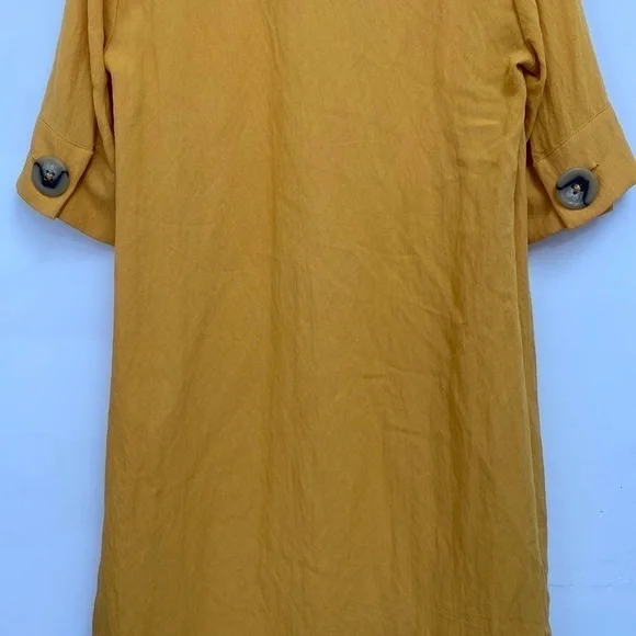 Lily Black Mustard Tunic Blouse Dress Oversized Buttons Women’s Size Small - Picture 11 of 13